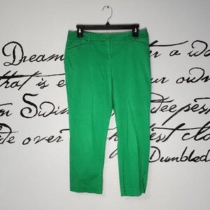 New York & Company Stretch Green Capri Pants, 6